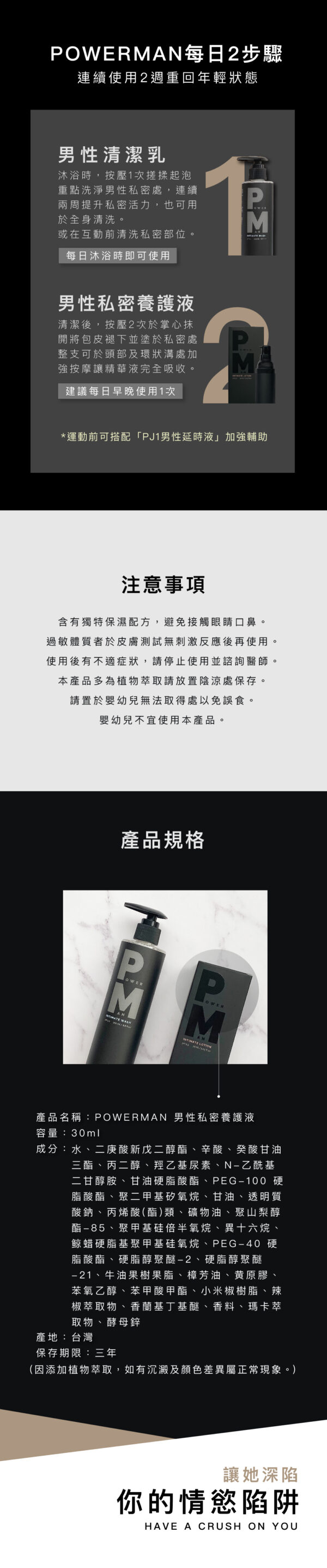 Play&Joy - POWERMAN 男性私密清潔乳250ml + 私密養護液30ml 許藍方博士推薦：圖片 4